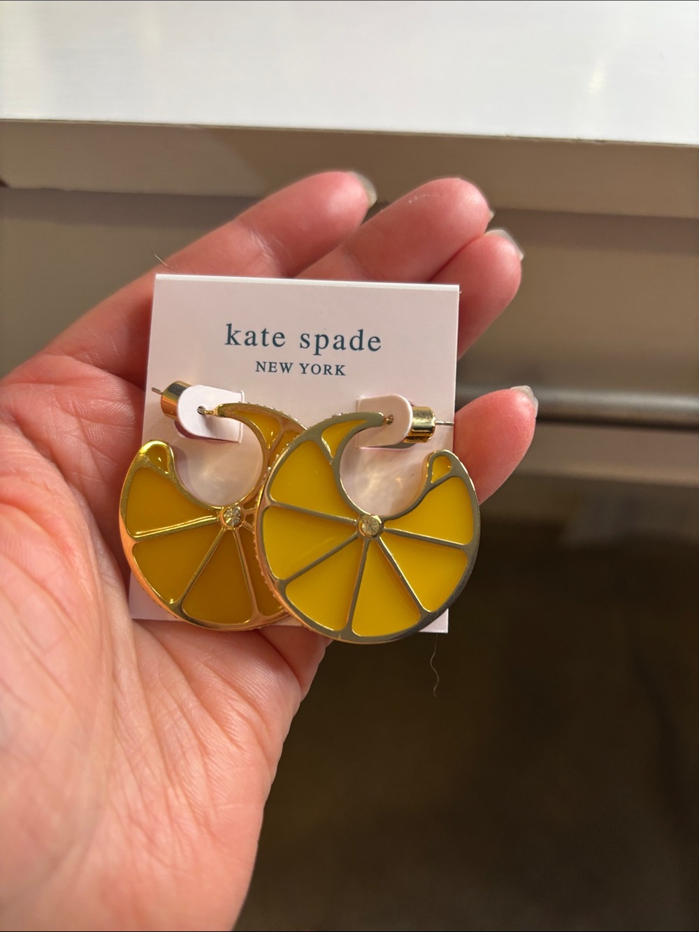 kate spade yellow and gold Lemon Slice Hoop Earrings for Kids